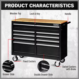 NNEDSZ HORUSDY 9 Drawer Tool Box Chest Cabinet Trolley Box Garage Storage Toolbox Black