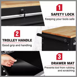 NNEDSZ HORUSDY 9 Drawer Tool Box Chest Cabinet Trolley Box Garage Storage Toolbox Black