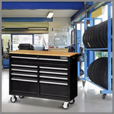 NNEDSZ HORUSDY 9 Drawer Tool Box Chest Cabinet Trolley Box Garage Storage Toolbox Black