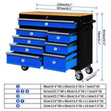 NNEDSZ HORUSDY 42 inch 8 Drawer Tool Cabinet 1000 lbs Wood Top Power Strip Casters Blue