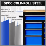 NNEDSZ HORUSDY 42 inch 8 Drawer Tool Cabinet 1000 lbs Wood Top Power Strip Casters Blue