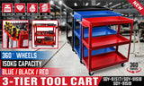 NNEDSZ Blue 3-Tier Tool Cart Trolley Toolbox Workshop Garage Storage 150KG Organizer Garage
