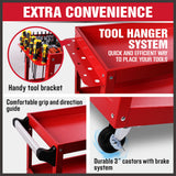 NNEDSZ Blue 3-Tier Tool Cart Trolley Toolbox Workshop Garage Storage 150KG Organizer Garage