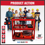 NNEDSZ Blue 3-Tier Tool Cart Trolley Toolbox Workshop Garage Storage 150KG Organizer Garage