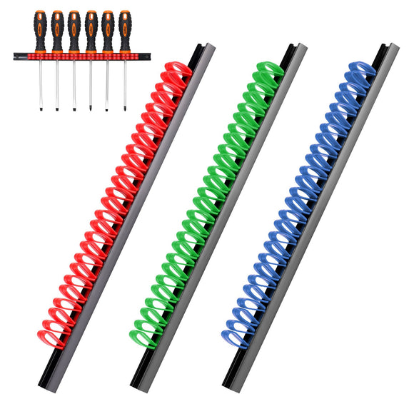 NNEDSZ 3Pc Wall Mounted Tools Holder Screwdriver Organizer Rail Rack Storage 3-Color