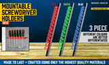 NNEDSZ 3Pc Wall Mounted Tools Holder Screwdriver Organizer Rail Rack Storage 3-Color