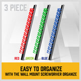 NNEDSZ 3Pc Wall Mounted Tools Holder Screwdriver Organizer Rail Rack Storage 3-Color