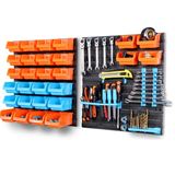NNEDSZ 43Pc Bins Wall Mounted Parts Storage Rack Tools Holder Organiser 2 Peg Borads