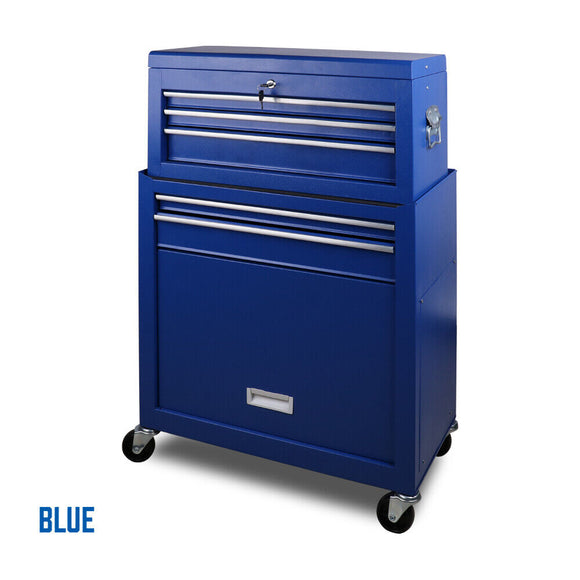 NNEDSZ 7 Drawer Tool Box Chest Cabinet Trolley Toolbox Garage Storage Lockable Blue