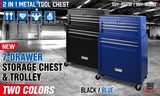 NNEDSZ 7 Drawer Tool Box Chest Cabinet Trolley Toolbox Garage Storage Lockable Blue