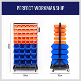 NNEDSZ 92-Piece Bin Mobile Garage Storage Bin Rack Heavy-Duty Tool Organizer with Swivel Wheels