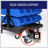 NNEDSZ 92-Piece Bin Mobile Garage Storage Bin Rack Heavy-Duty Tool Organizer with Swivel Wheels