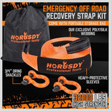 NNEDSZ Heavy Duty 9.1M Recovery Tow Straps Snatch Kit - 32,000 LBS Break Strength with D-Ring Shackles for Off-Roading Recovery and Hauling