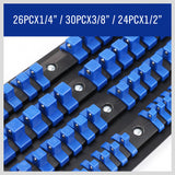 NNEDSZ 80 Socket Storage Rail Mixed Organizer Rack Holder Ball Locking 1/4" 3/8" 1/2"