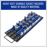 NNEDSZ 80 Socket Storage Rail Mixed Organizer Rack Holder Ball Locking 1/4" 3/8" 1/2"