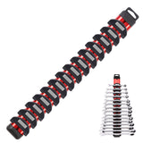 NNEDSZ Magnetic Spanner Holder Aluminum 15 Wrench Rack Tool Screwdriver Organizer Red