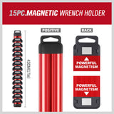 NNEDSZ Magnetic Spanner Holder Aluminum 15 Wrench Rack Tool Screwdriver Organizer Red
