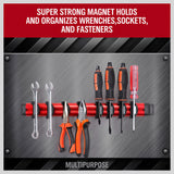 NNEDSZ Magnetic Spanner Holder Aluminum 15 Wrench Rack Tool Screwdriver Organizer Red