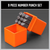 NNEDSZ 9Pc 6mm Number Stamp Punches Set Metal Plastic Wood Leather With Storage Case