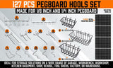NNEDSZ 127Pc Pegboard Hooks Set Storage Baskets Organizer Hanger Inc. 4 Small Peg Board