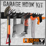 NNEDSZ Wall Mounted Hook Rail Set Bike Holder Garden Tool Storage Rack Garage Organizer