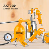 NNEDSZ Ingco 5Pc Compessor Air Tool Set Paint Sprayer Air Blower Wash Tyre Inflating 5M Hose