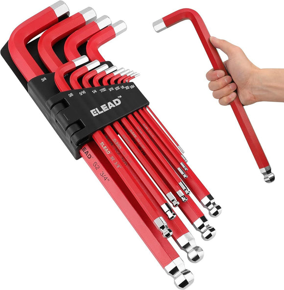 NNEDSZ 13Pc Extra Large Hex Key Set Long Allen Key Wrench Ball End SAE 5/64