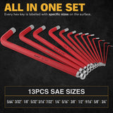 NNEDSZ 13Pc Extra Large Hex Key Set Long Allen Key Wrench Ball End SAE 5/64"-3/4