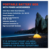 NNEDSZ 12V 100AH Deep Cycle Battery Box Portable Power Storage Marine Solar USB Camping