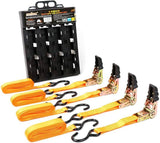 NNEDSZ 4Pc Ratchet Tie Down Strap Set 25mm x 5m Heavy Duty 500kg Capacity Commercial