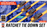 NNEDSZ 4Pc Ratchet Tie Down Strap Set 25mm x 5m Heavy Duty 500kg Capacity Commercial