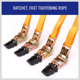 NNEDSZ 4Pc Ratchet Tie Down Strap Set 25mm x 5m Heavy Duty 500kg Capacity Commercial