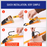 NNEDSZ 4Pc Ratchet Tie Down Strap Set 25mm x 5m Heavy Duty 500kg Capacity Commercial