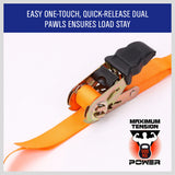 NNEDSZ 4Pc Ratchet Tie Down Strap Set 25mm x 5m Heavy Duty 500kg Capacity Commercial