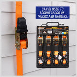 NNEDSZ 4Pc Ratchet Tie Down Strap Set 25mm x 5m Heavy Duty 500kg Capacity Commercial