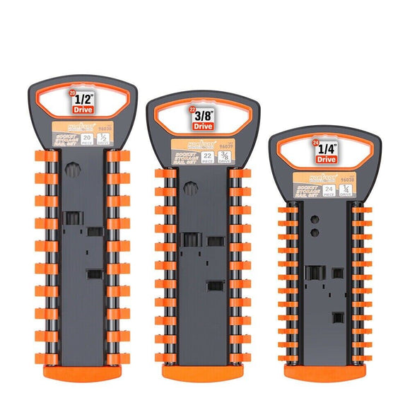 NNEDSZ 3Pc Socket Rails 66 Socket Holder Space Organiser Garage Rack 1/4