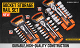 NNEDSZ 3Pc Socket Rails 66 Socket Holder Space Organiser Garage Rack 1/4" 3/8" 1/2"