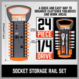 NNEDSZ 3Pc Socket Rails 66 Socket Holder Space Organiser Garage Rack 1/4" 3/8" 1/2"