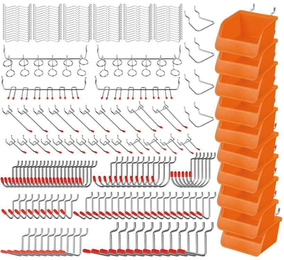 NNEDSZ 238Pc Pegboard Hooks Set Peg board Bins Parts Storage Assortment Tools Organiser
