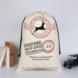 NNEDSZ 50x70cm Canvas Hessian Christmas Santa Sack Xmas Stocking Reindeer Kids Gift Bag, Cream - Reindeer Mail