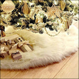 NNEDSZ 60/78/90/122cm Christmas Snow Plush Tree Skirt Xmas Base Floor Mat Cover Decor, 90cm (35.4")