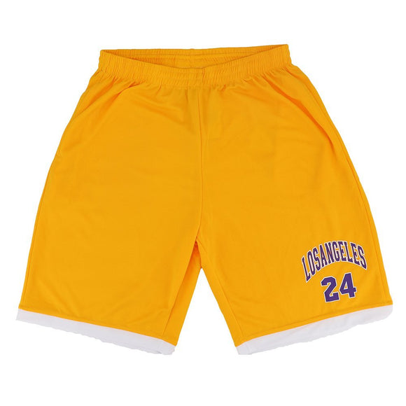 NNEDSZ Men's Basketball Sports Shorts Gym Jogging Swim Board Boxing Sweat Casual Pants, Yellow - Los Angeles 24, S