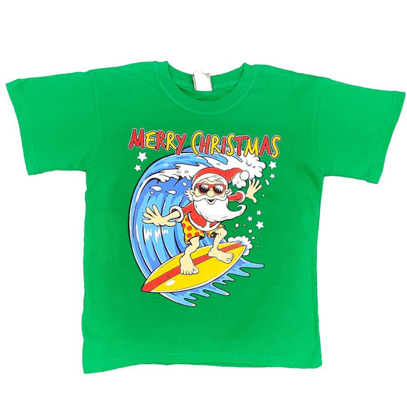 NNEDSZ New Funny Adult Xmas Christmas T Shirt Tee Mens Womens 100% Cotton Jolly Ugly, Santa Surf (Green), M