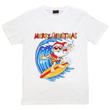 NNEDSZ New Funny Adult Xmas Christmas T Shirt Tee Mens Womens 100% Cotton Jolly Ugly, Santa Surf (White), 2XL