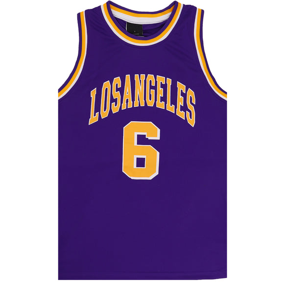 NNEDSZ New Men's Basketball Jersey Sports T Shirt Tee Vest Tops Gym Chicago Los Angeles, Purple - Los Angeles 6, XL