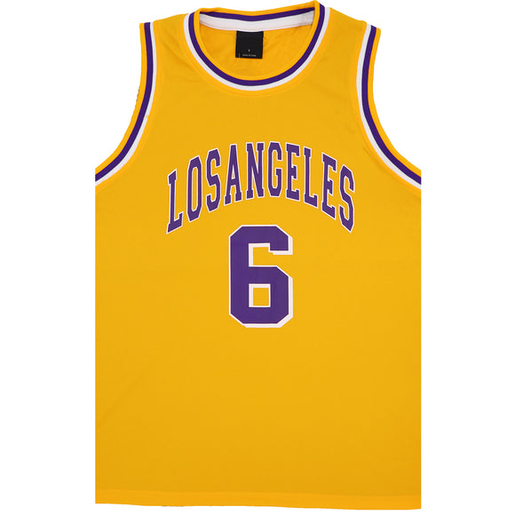 NNEDSZ New Men's Basketball Jersey Sports T Shirt Tee Vest Tops Gym Chicago Los Angeles, Yellow - Los Angeles 6, L