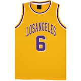 NNEDSZ New Men's Basketball Jersey Sports T Shirt Tee Vest Tops Gym Chicago Los Angeles, Yellow - Los Angeles 6, XL
