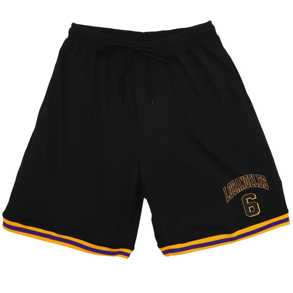 NNEDSZ Men's Basketball Sports Shorts Gym Jogging Swim Board Boxing Sweat Casual Pants, Black - Los Angeles 6, L