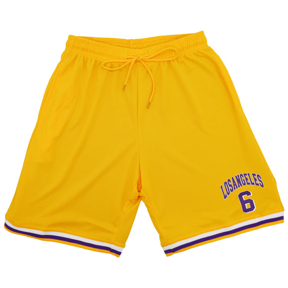 NNEDSZ Men's Basketball Sports Shorts Gym Jogging Swim Board Boxing Sweat Casual Pants, Yellow - Los Angeles 6, XL
