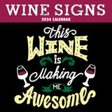 NNEDSZ Wine Signs - 2024 Square Wall Calendar 16 Months Planner Christmas New Year Gift